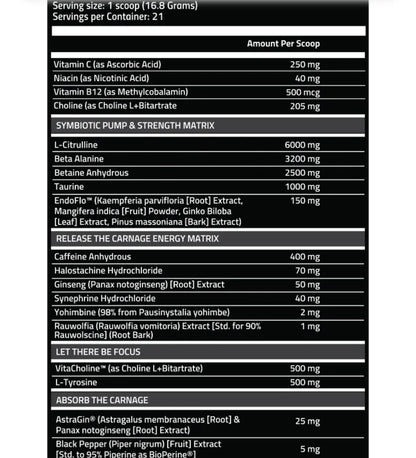 CARNAGE ADVANCED NUTRI FITT